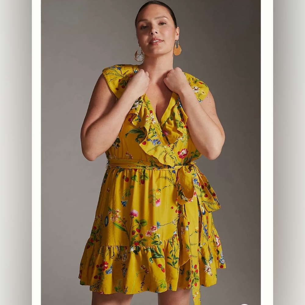 New Maeve Floral Wrap Mini Dress Size 3X